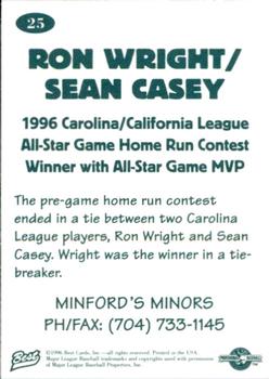 1996 Best Carolina League All-Stars 2 #25 Ron Wright / Sean Casey Back