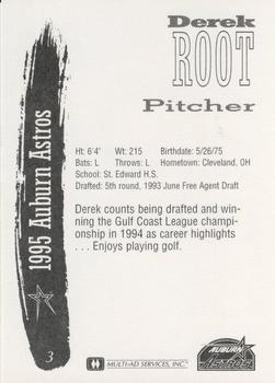 1995 Multi-Ad Auburn Astros #3 Derek Root Back