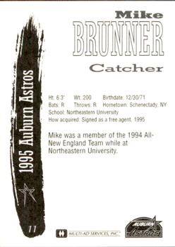 1995 Multi-Ad Auburn Astros #11 Mike Brunner Back