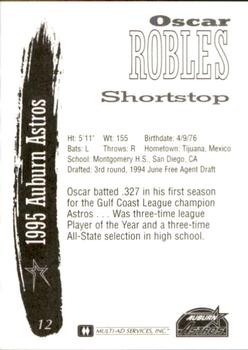 1995 Multi-Ad Auburn Astros #12 Oscar Robles Back