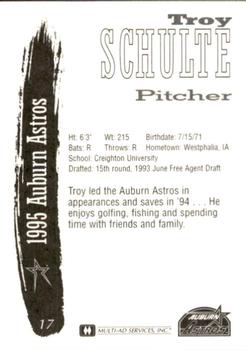 1995 Multi-Ad Auburn Astros #17 Troy Schulte Back