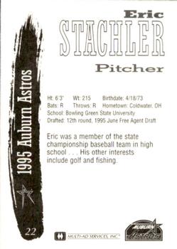 1995 Multi-Ad Auburn Astros #22 Eric Stachler Back