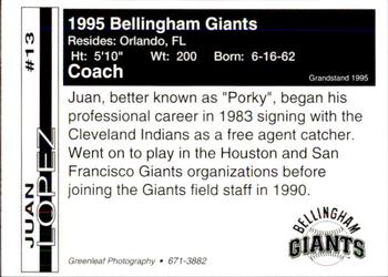 1995 Bellingham Giants #13 Juan Lopez Back