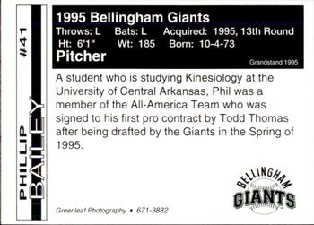 1995 Bellingham Giants #41 Phillip Bailey Back