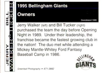 1995 Bellingham Giants #NNO Jerry Walker / Bill Tucker Back