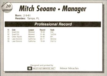 1995 Lake Elsinore Storm #20 Mitch Seoane Back