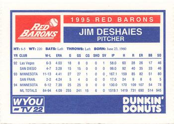 1995 Dunkin' Donuts Scranton/Wilkes-Barre Red Barons #NNO Jim DeShaies Back