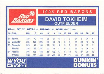 1995 Dunkin' Donuts Scranton/Wilkes-Barre Red Barons #NNO David Tokheim Back