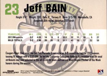 2018 Grandstand Kane County Cougars #3 Jeff Bain Back