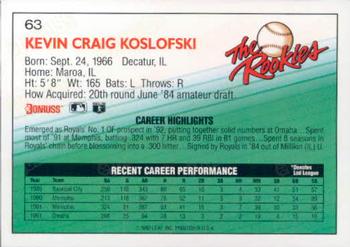 1992 Donruss The Rookies #63 Kevin Koslofski Back