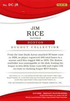 2018 Panini Immaculate Collection - Dugout Collection Blue #DC-JR Jim Rice Back