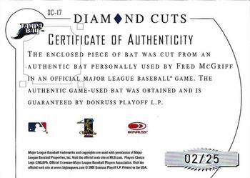 2005 Donruss Diamond Kings - Diamond Cuts Signature Bat #DC-17 Fred McGriff Back