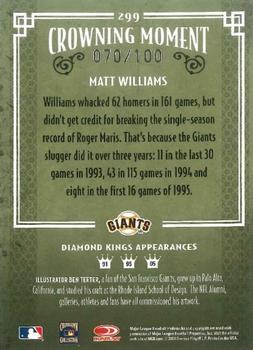 2005 Donruss Diamond Kings - Framed Blue #299 Matt Williams Back