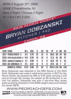 2018 Choice Peoria Chiefs #6 Bryan Dobzanski Back