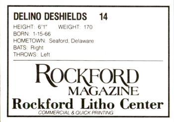 1988 Litho Center Rockford Expos #10 Delino DeShields Back