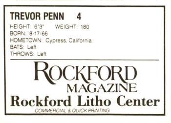 1988 Litho Center Rockford Expos #29 Trevor Penn Back