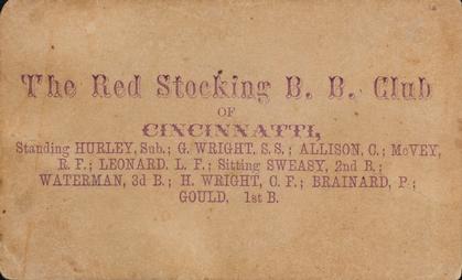 1869 Peck & Snyder #NNO Red Stocking B.B. Club of Cincinnati Back