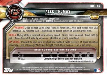 2018 Bowman Draft #BD-155 Alek Thomas Back