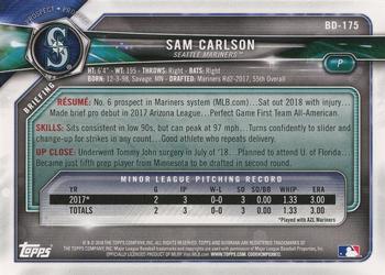 2018 Bowman Draft #BD-175 Sam Carlson Back