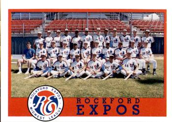 1990 Litho Center Rockford Expos #30 Team Card Front