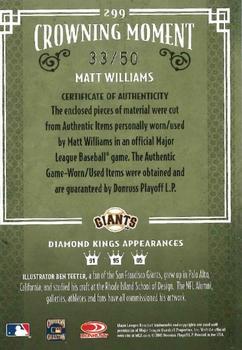 2005 Donruss Diamond Kings - Materials Framed Blue #299 Matt Williams Back
