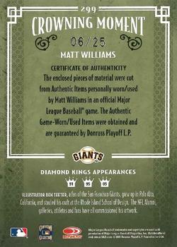 2005 Donruss Diamond Kings - Materials Framed Green #299 Matt Williams Back