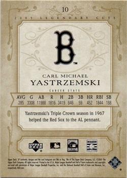 2005 SP Legendary Cuts #10 Carl Yastrzemski Back