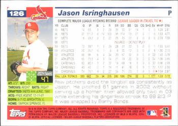 2005 Topps #126 Jason Isringhausen Back