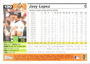 2005 Topps #130 Javy Lopez Back