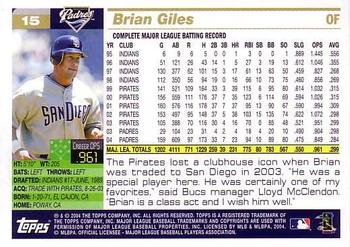 2005 Topps #15 Brian Giles Back