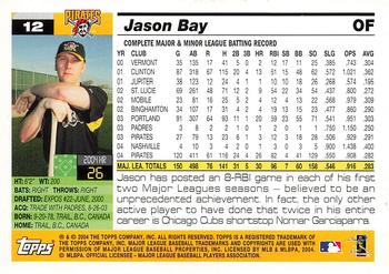 2005 Topps #12 Jason Bay Back