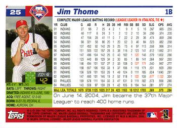 2005 Topps #25 Jim Thome Back