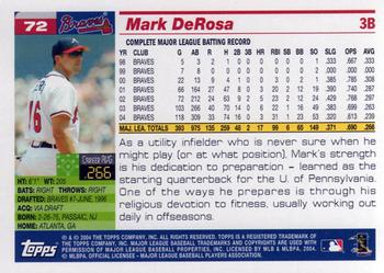 2005 Topps #72 Mark DeRosa Back