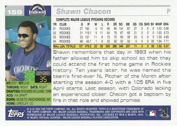 2005 Topps #159 Shawn Chacon Back