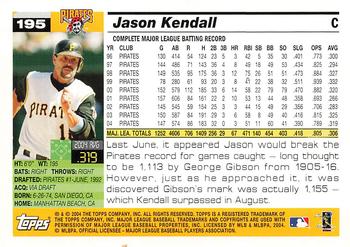 2005 Topps #195 Jason Kendall Back