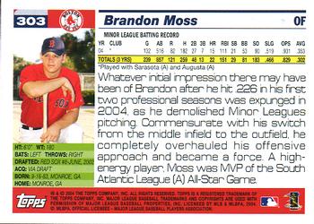 2005 Topps #303 Brandon Moss Back