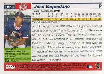 2005 Topps #325 Jose Vaquedano Back