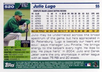 2005 Topps #520 Julio Lugo Back