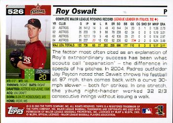 2005 Topps #526 Roy Oswalt Back