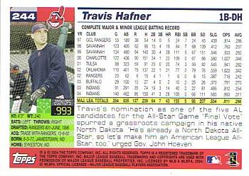 2005 Topps #244 Travis Hafner Back