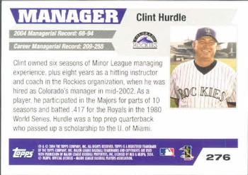 2005 Topps #276 Clint Hurdle Back