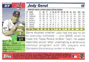 2005 Topps #27 Jody Gerut Back