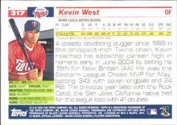 2005 Topps #317 Kevin West Back