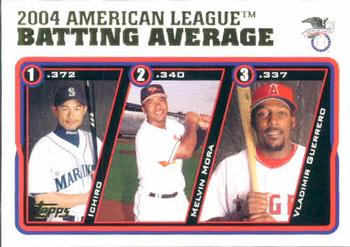2005 Topps #337 2004 American League Batting Average (Ichiro / Melvin Mora / Vladimir Guerrero) Front