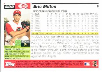 2005 Topps #422 Eric Milton Back