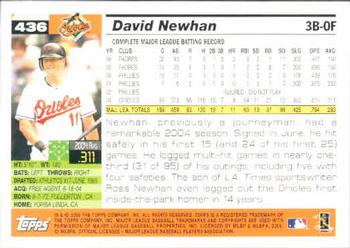 2005 Topps #436 David Newhan Back