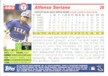 2005 Topps #460 Alfonso Soriano Back