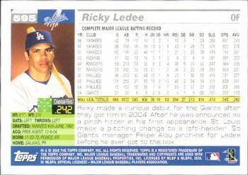 2005 Topps #595 Ricky Ledee Back