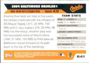 2005 Topps #641 Baltimore Orioles Back