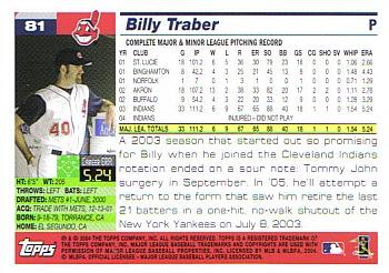 2005 Topps #81 Billy Traber Back